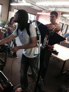 Willy Cheng and Adam Walker setting up Project Icarus (Tyler Feralio in back) 